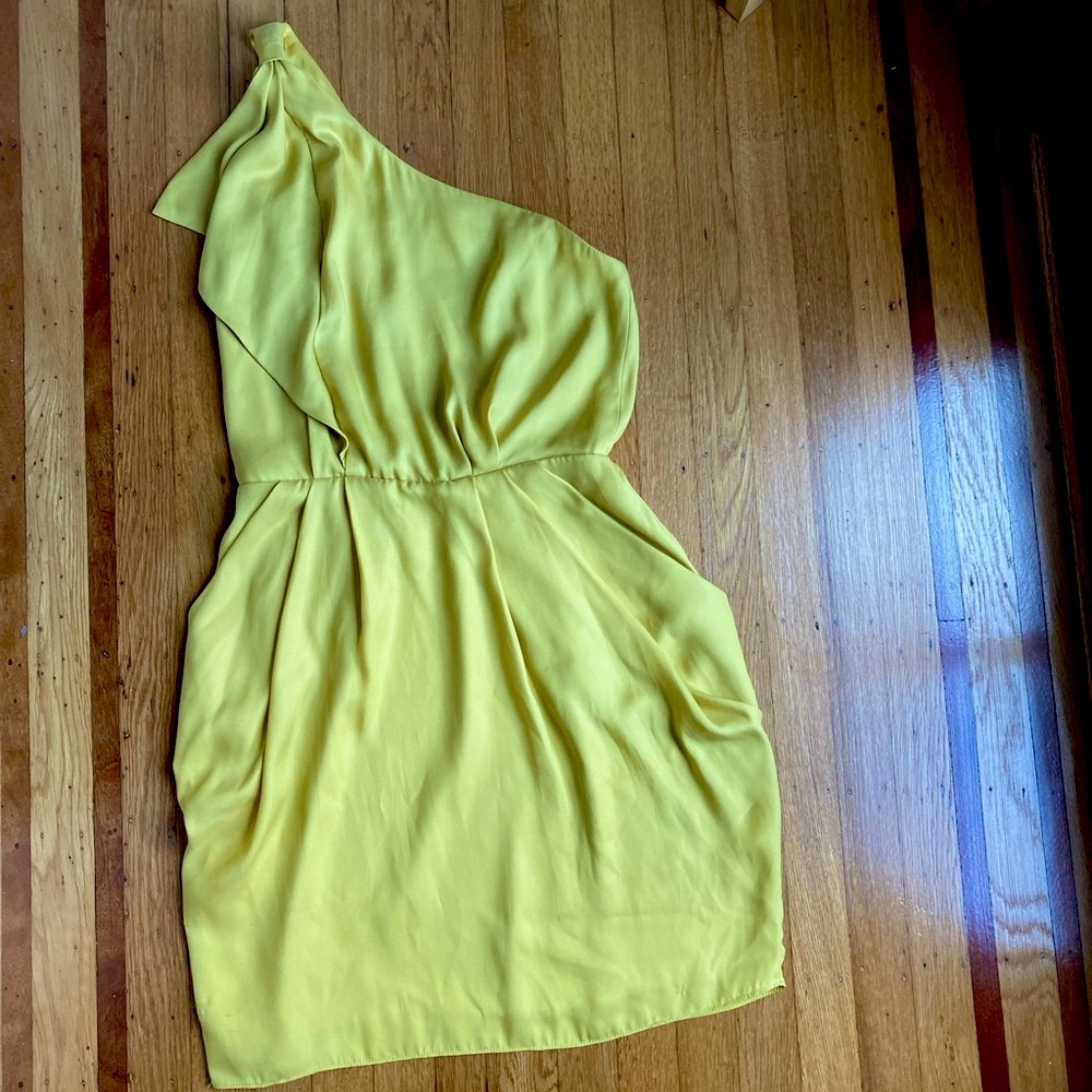 BCBG One Shoulder Yellow Dress